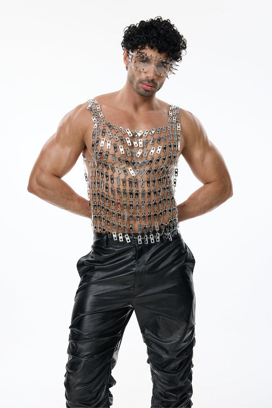 Mechanical Calm Cutout Mirror Chainmail Top
