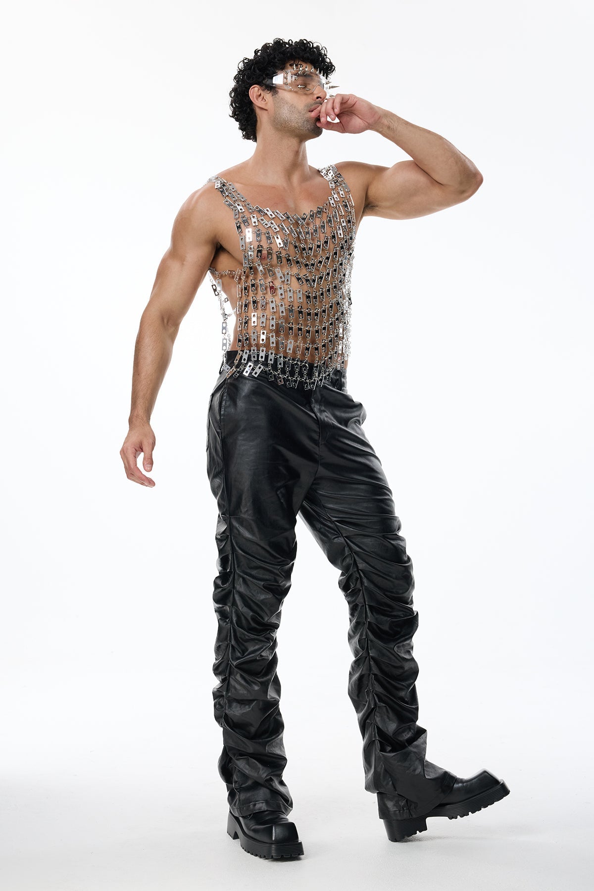 Mechanical Calm Cutout Mirror Chainmail Top