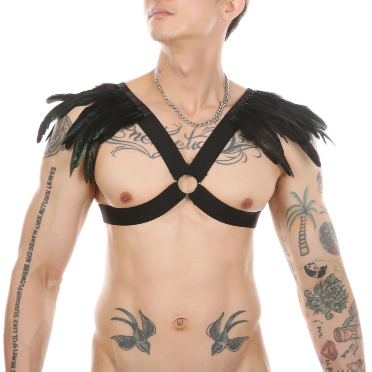 Men's Feather Decorative Harness Strap