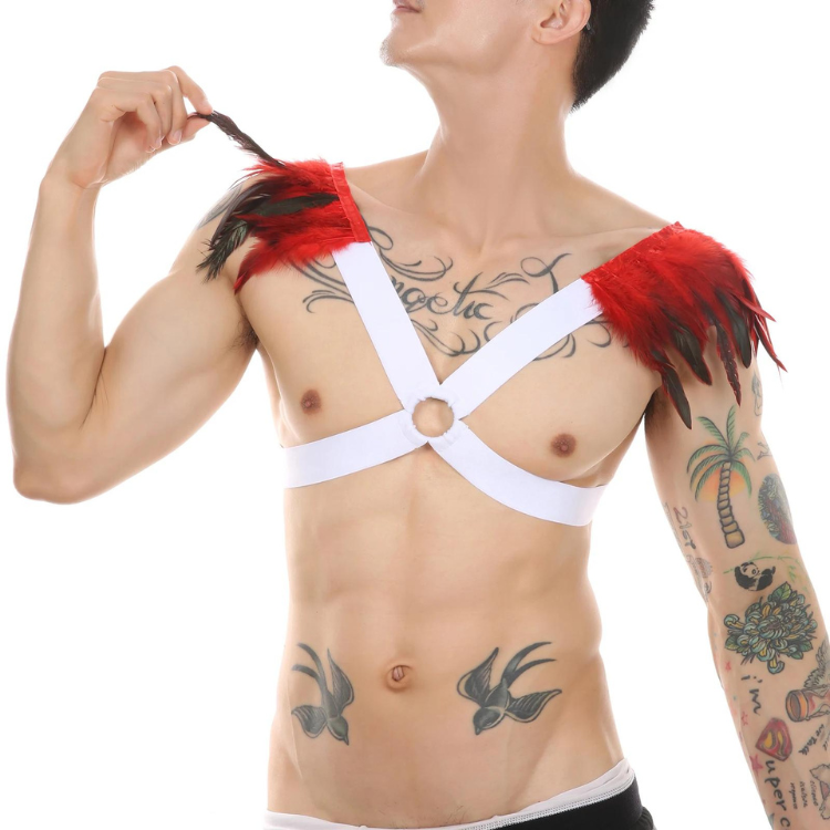 Men's Feather Decorative Harness Strap