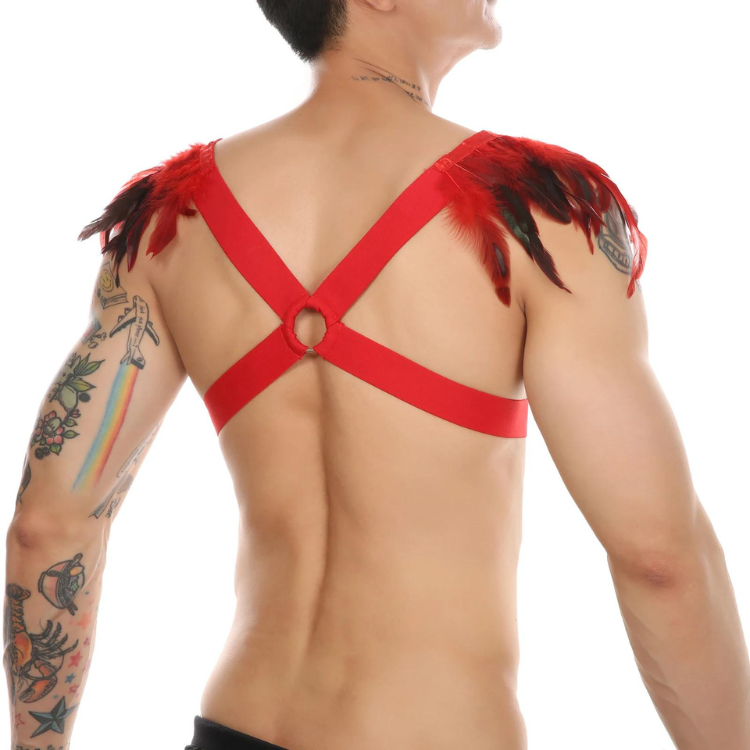 Men's Feather Decorative Harness Strap