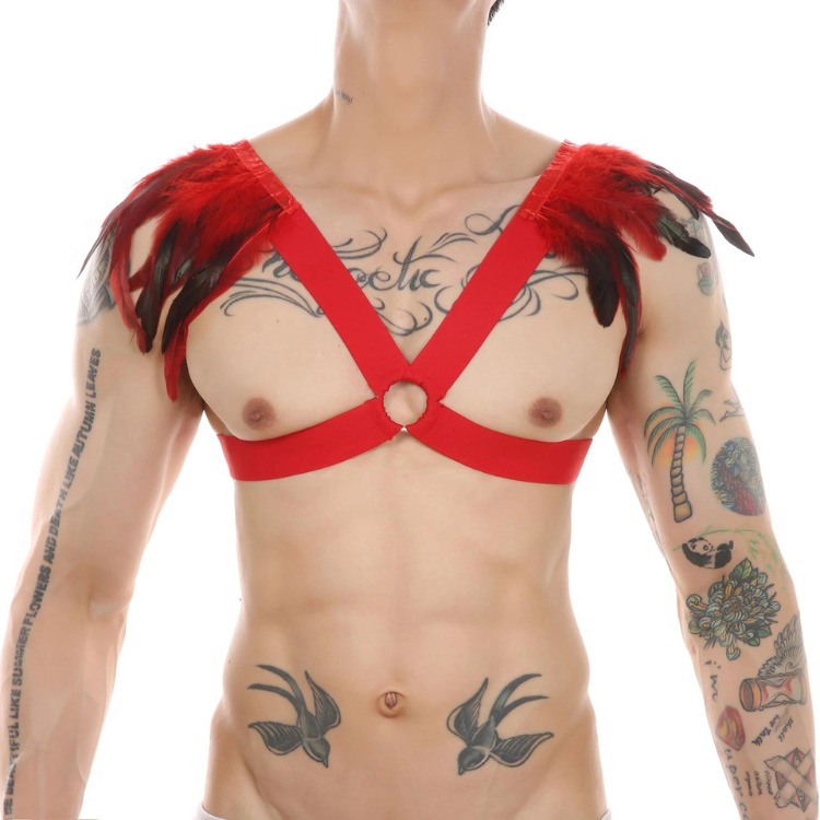 Men's Feather Decorative Harness Strap