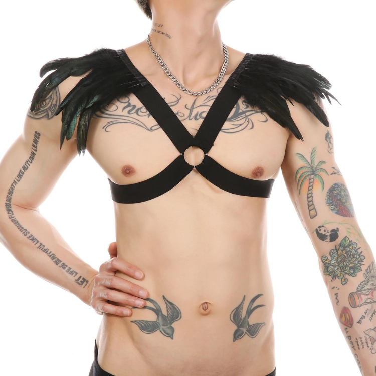 Men's Feather Decorative Harness Strap