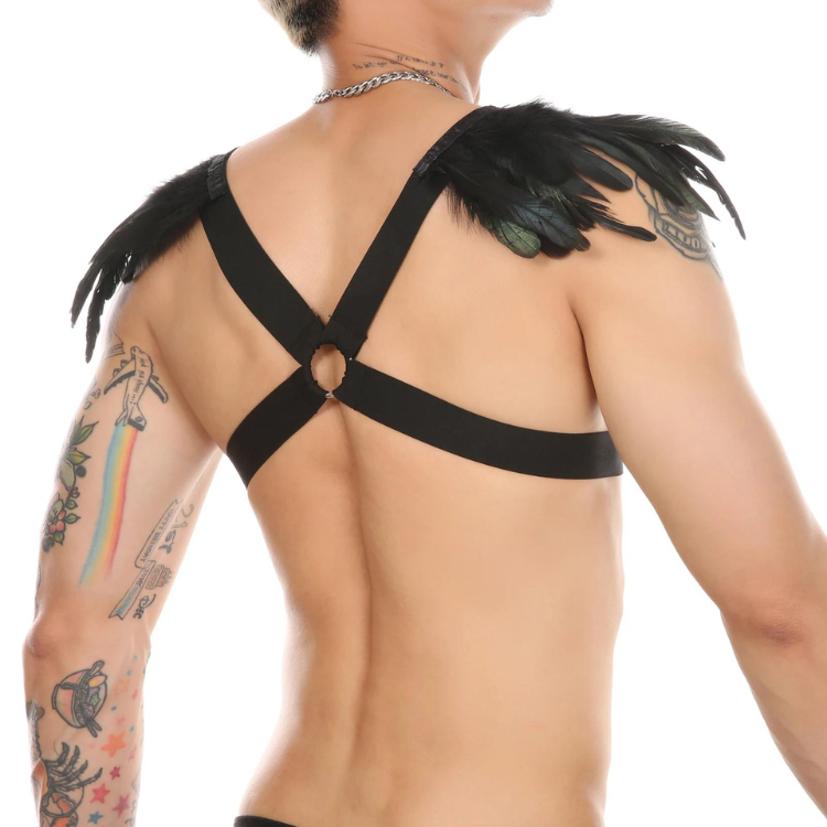 Men's Feather Decorative Harness Strap