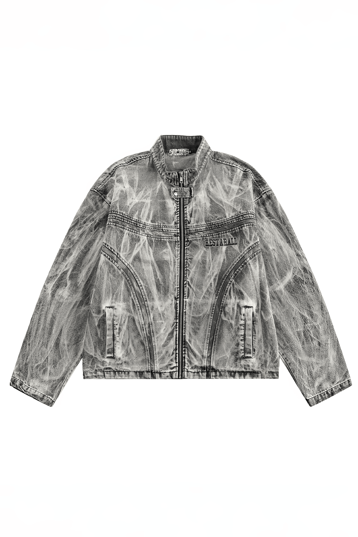 Winter Loose Graffiti Denim Jacket – Distressed & Motorcycle Style