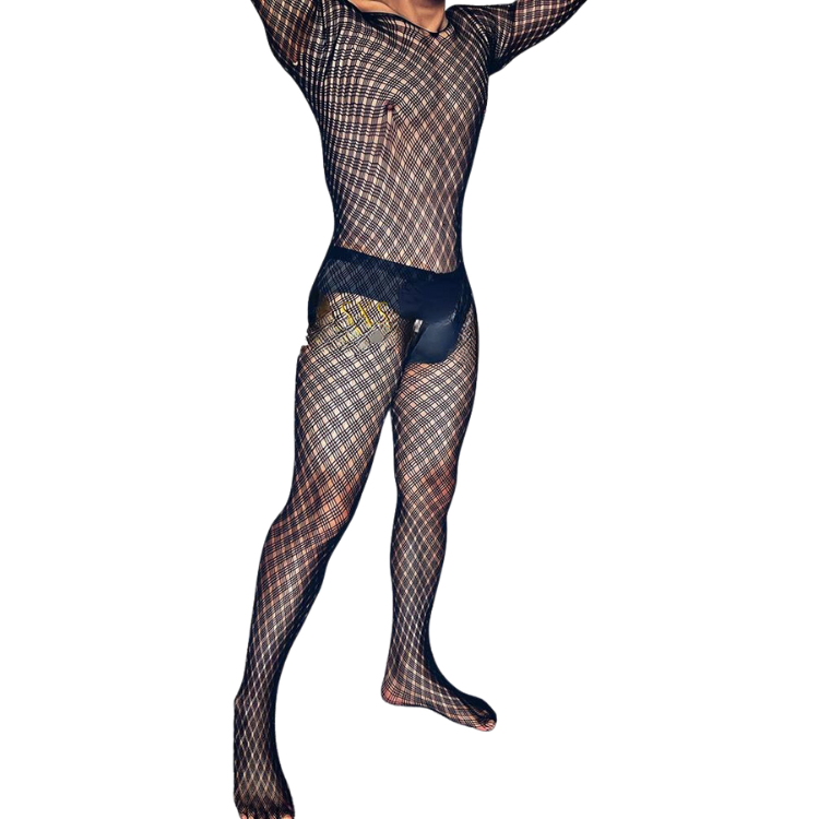 Mesh Charm Suspender One Piece Stockings