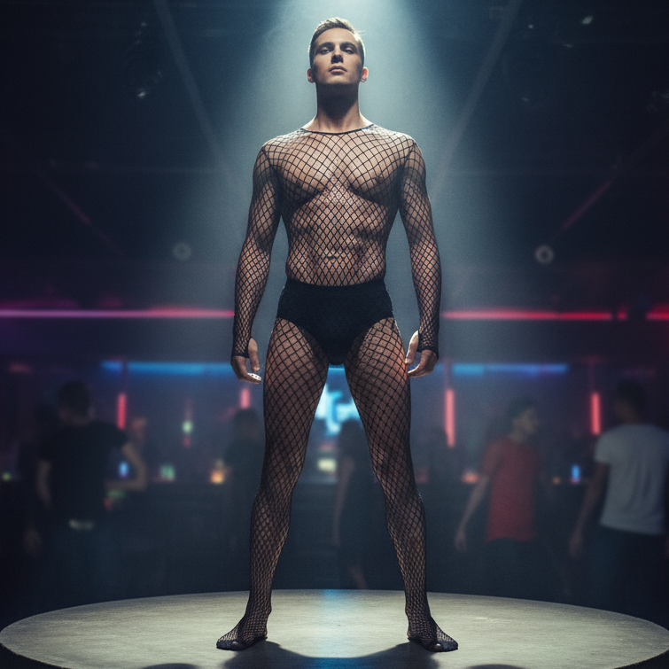 Mesh Charm Suspender One Piece Stockings