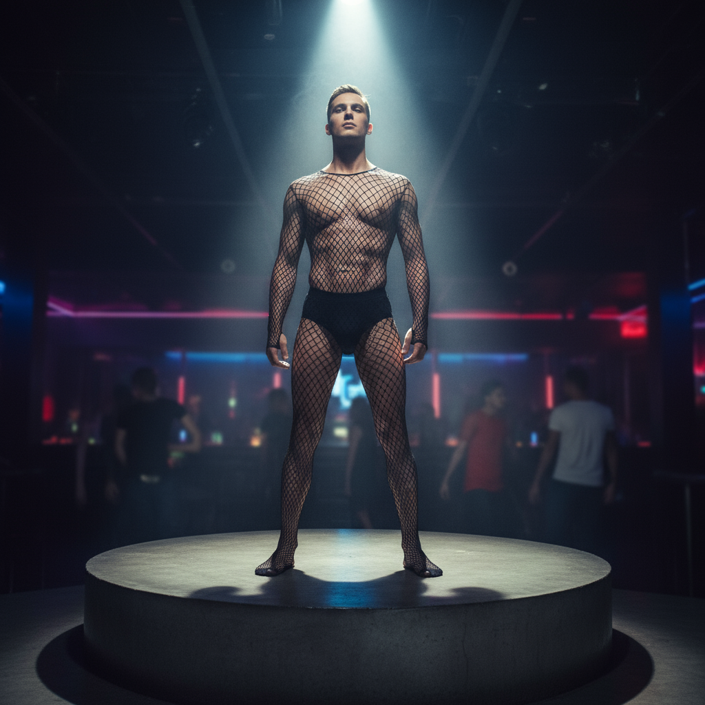 Mesh Charm Suspender One Piece Stockings