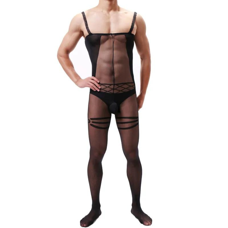 Mesh Charm Suspender One Piece Stockings
