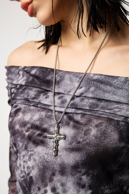 Metal Link Openable Snake Cross Necklace