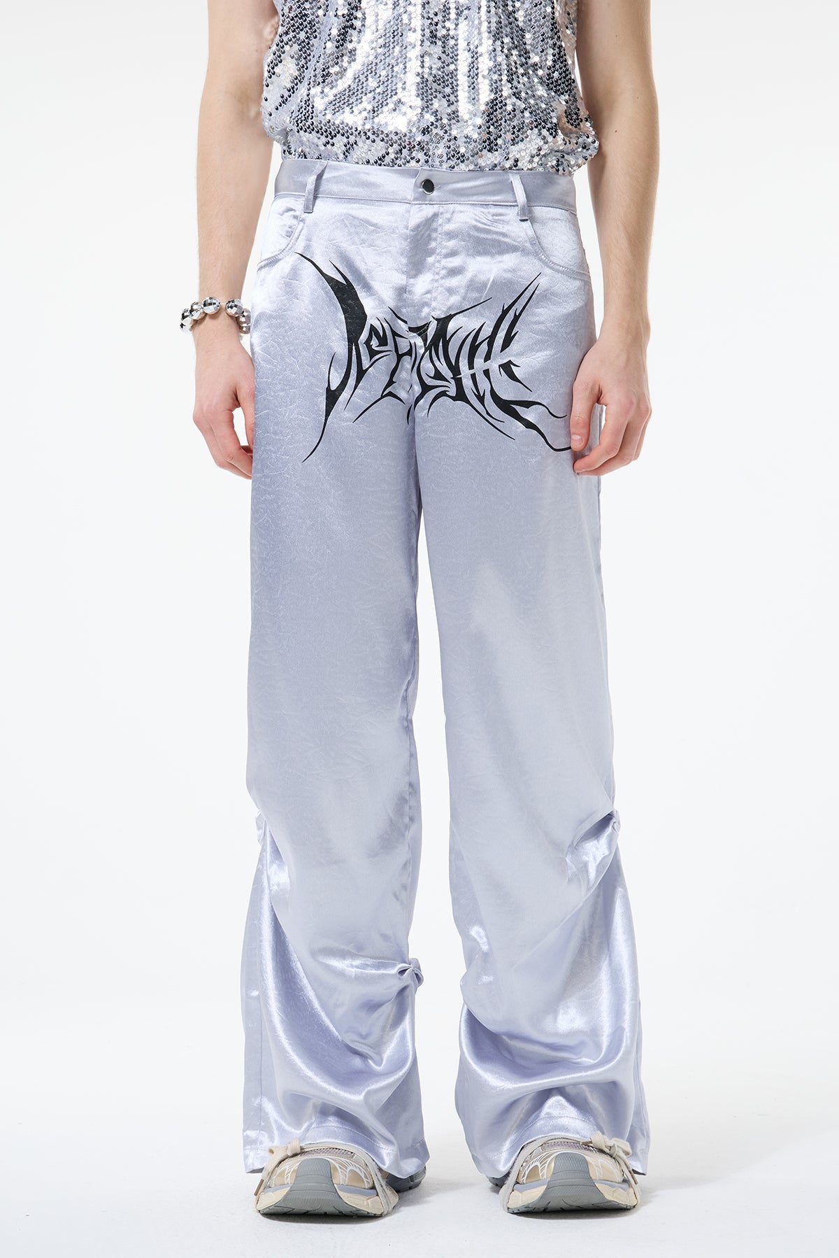 Metro Balance Print Satin Straight Pants