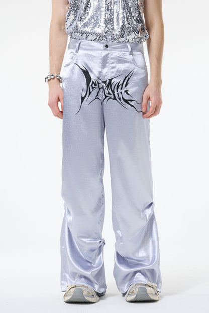 Metro Balance Print Satin Straight Pants