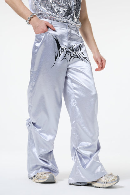 Metro Balance Print Satin Straight Pants