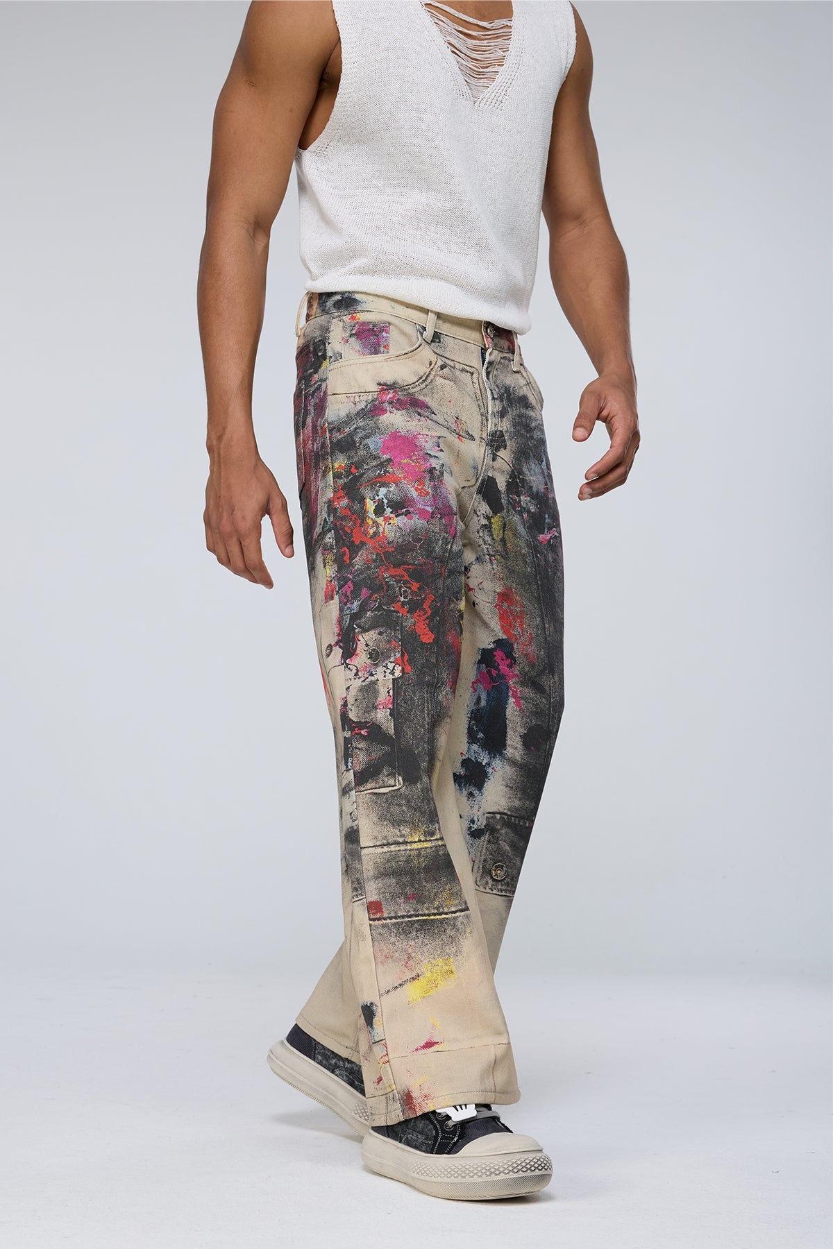Metro Fade Graffiti Straight Cargo Jeans