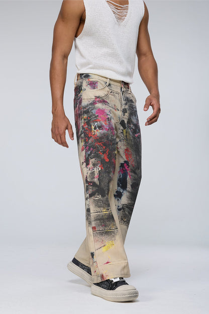 Metro Fade Graffiti Straight Cargo Jeans