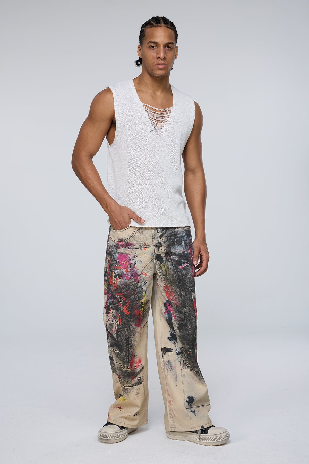Metro Fade Graffiti Straight Cargo Jeans