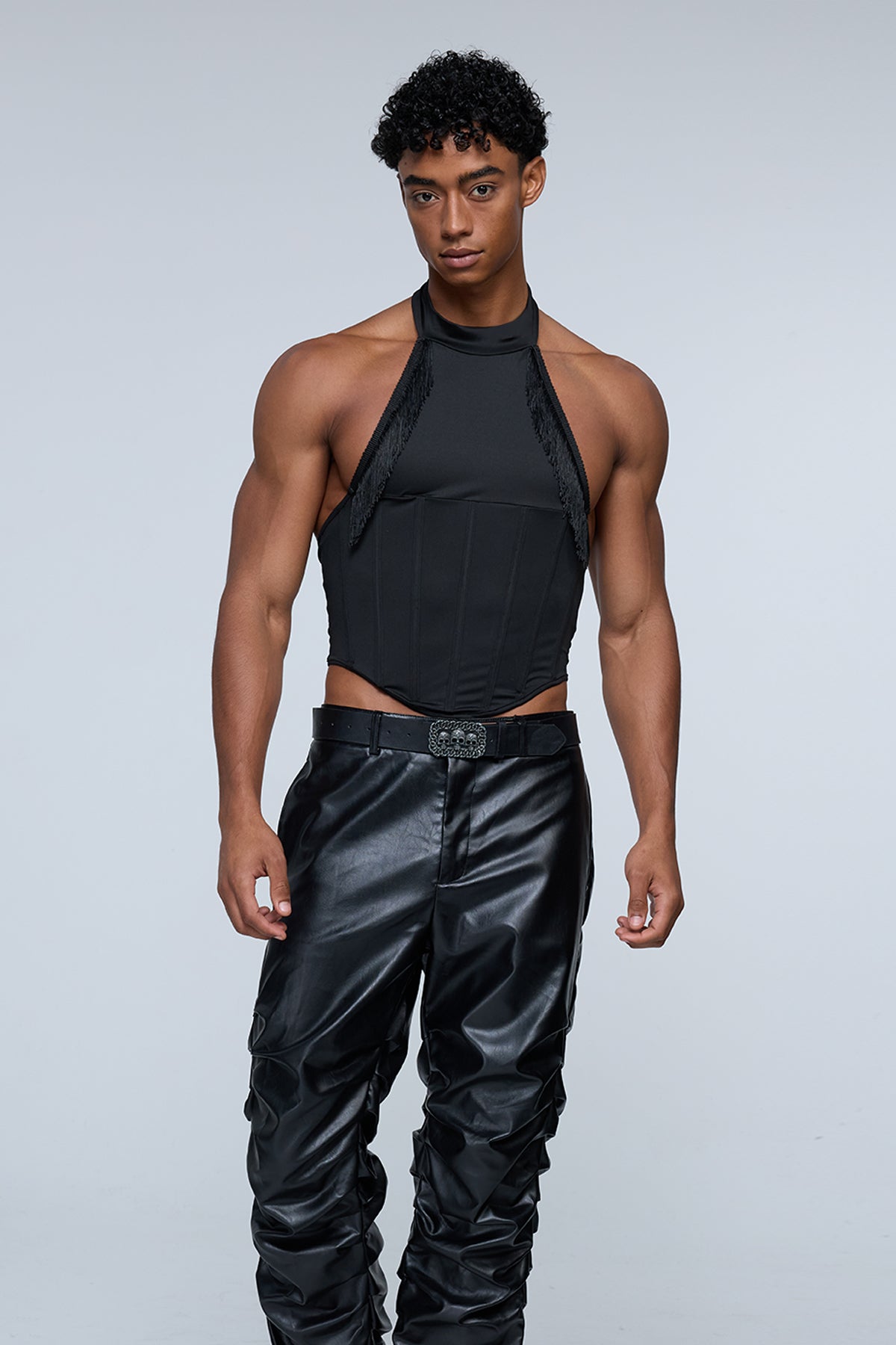 Mid Crop Halterneck Corset Top