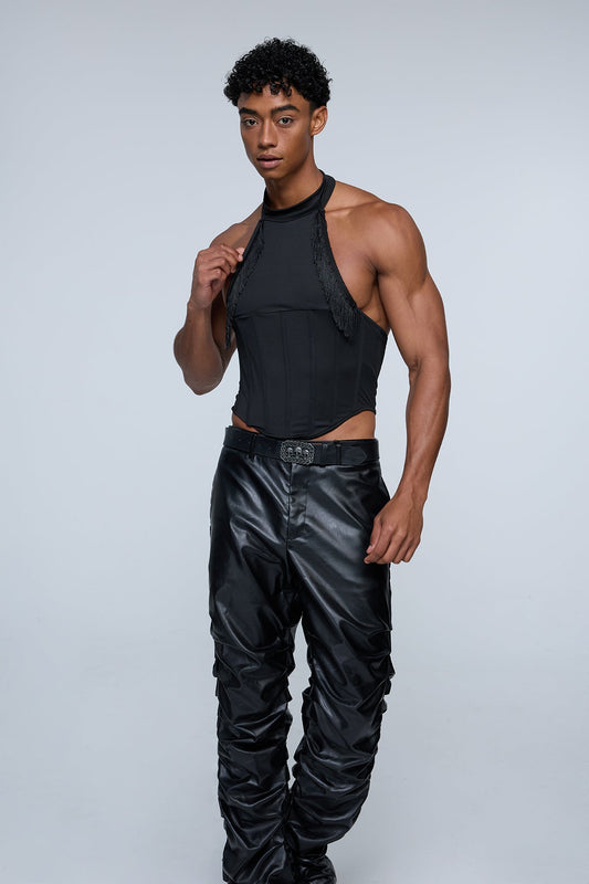 Mid Crop Halterneck Corset Top