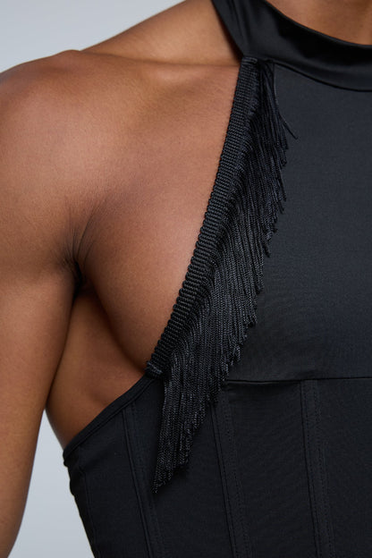 Mid Crop Halterneck Corset Top