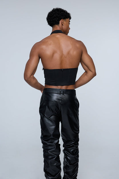 Mid Crop Halterneck Corset Top