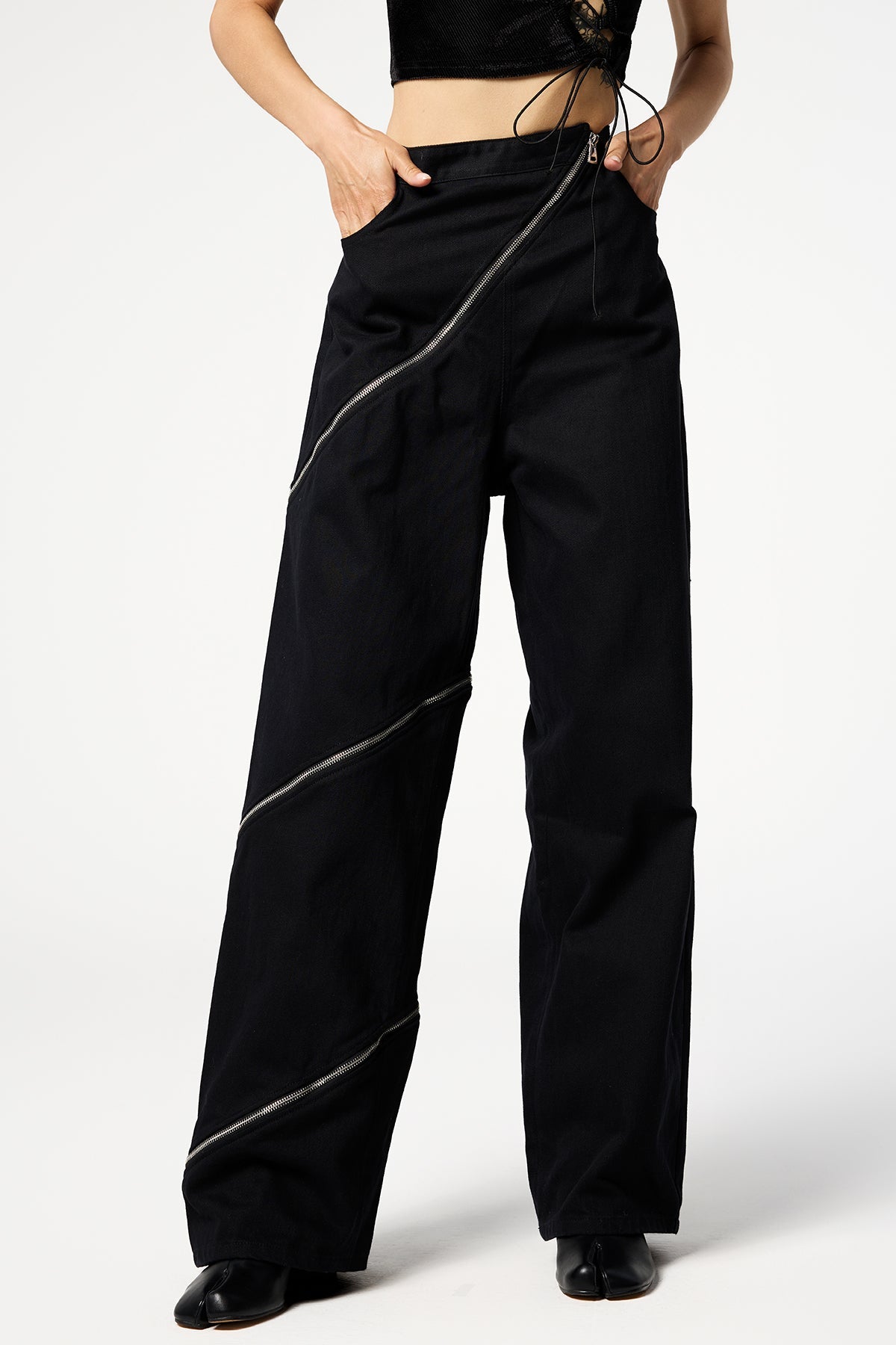 Midnight Rodeo Zipper Denim Straight Pants