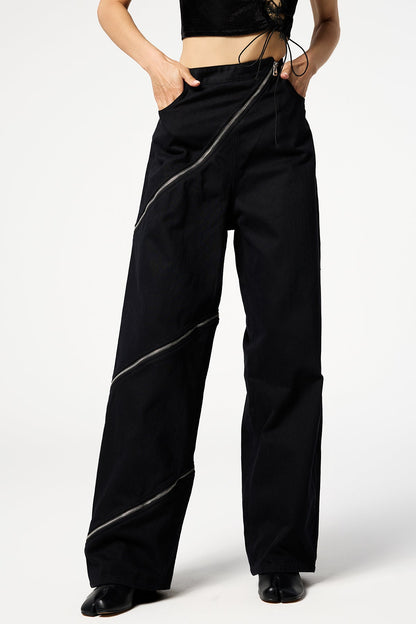 Midnight Rodeo Zipper Denim Straight Pants