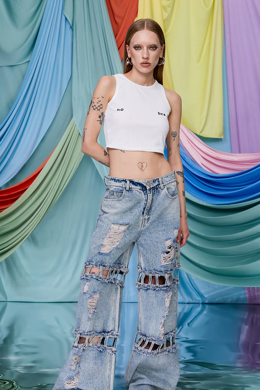 Midriff Trace Print Crop Top