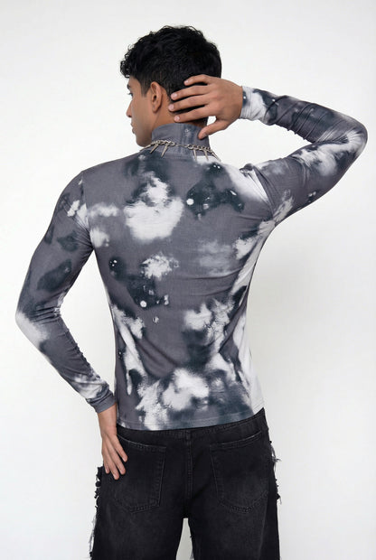 Mild Fold Print Long Sleeve Top