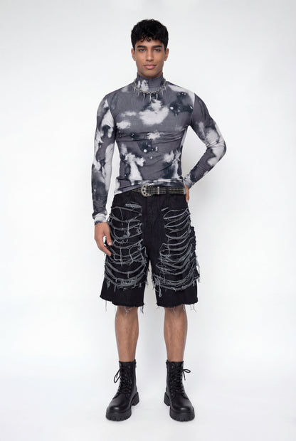 Mild Fold Print Long Sleeve Top