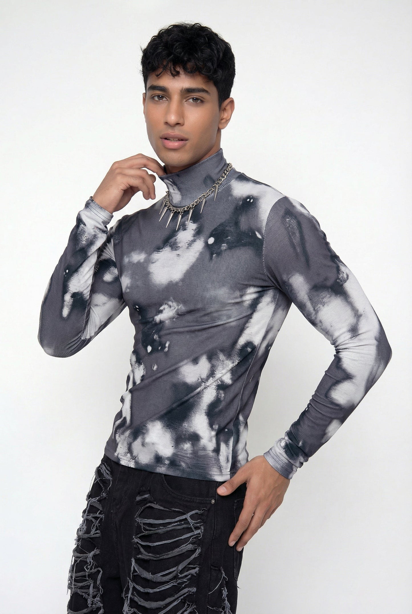 Mild Fold Print Long Sleeve Top