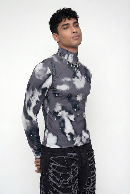Mild Fold Print Long Sleeve Top
