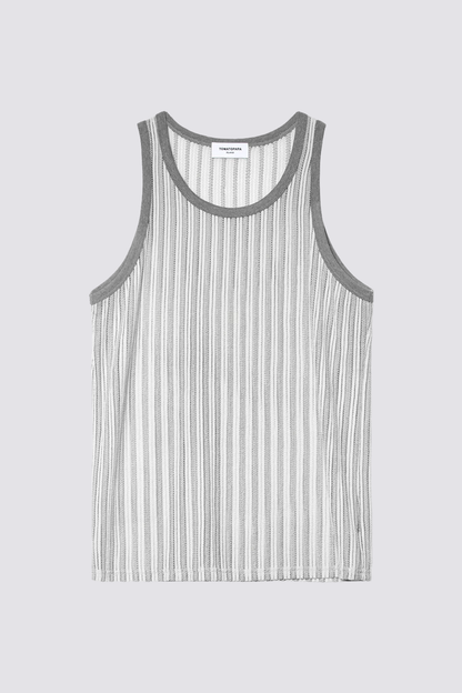 Mild Tension Stripe Cutout Tank Top Grey