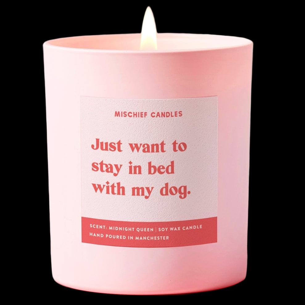 Just Want to Stay in Bed with My Dog Candle