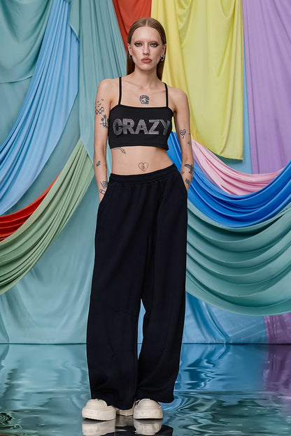 Mono Drip Rhinestone Wide Leg Pants