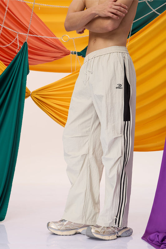 Mono Path Striped Straight Pants Grey