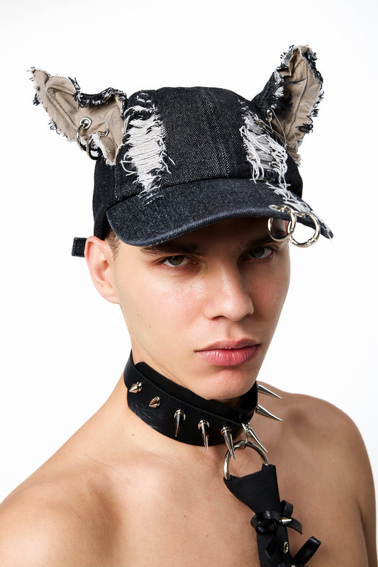 Mono Shell Ripped Ear Denim Hat