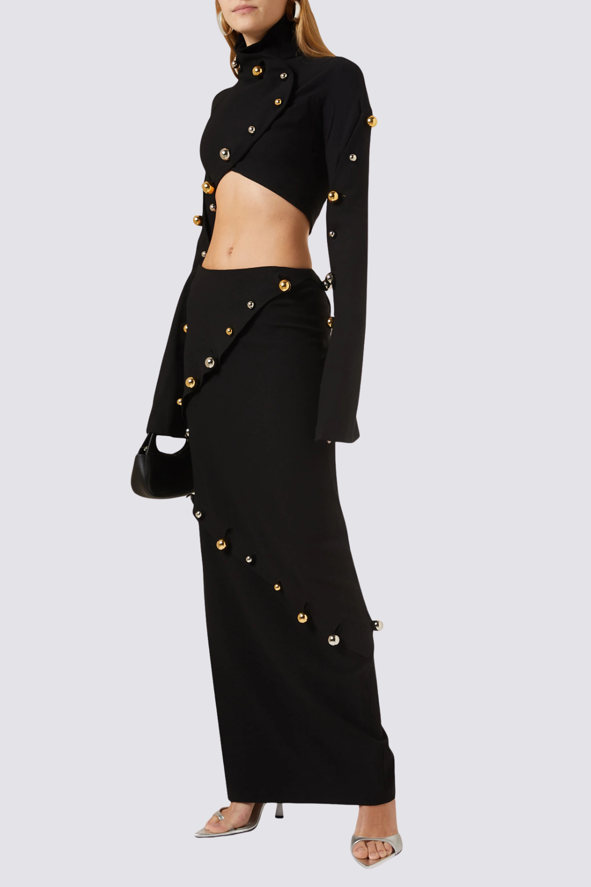 Murk Wrap Long Sleeve Button Skirt Set