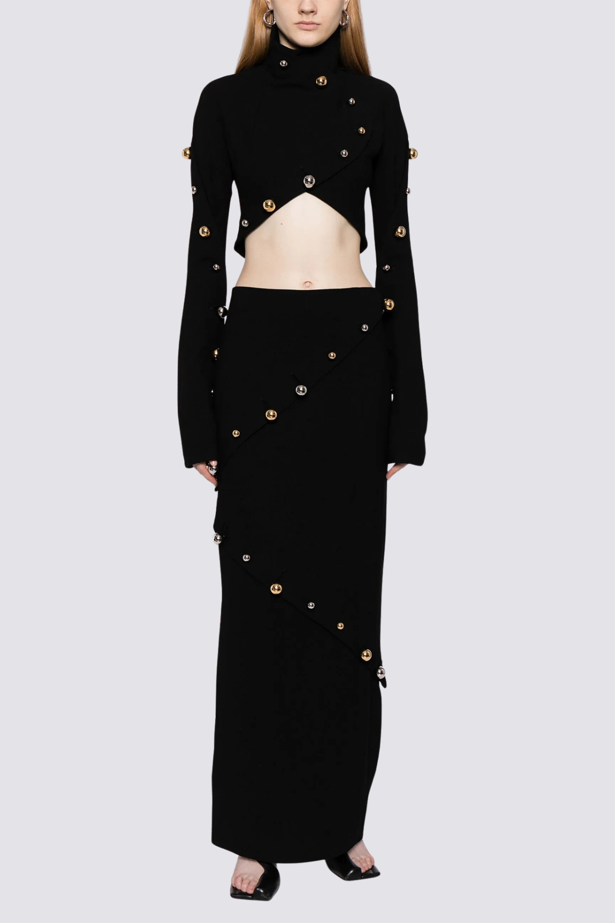 Murk Wrap Long Sleeve Button Skirt Set