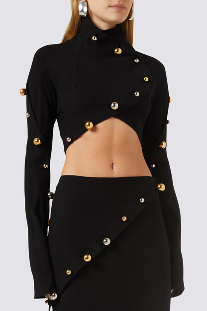 Murk Wrap Long Sleeve Button Skirt Set