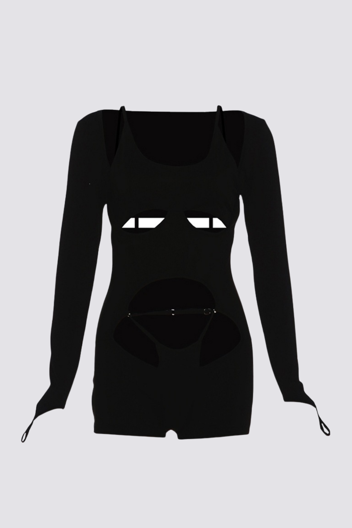 Muted Obsidian Cutout Long Sleeve Playsuit