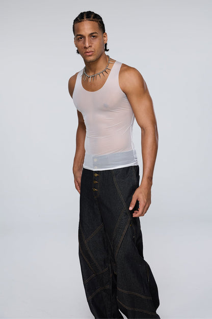 Muted Onyx Tank Top White