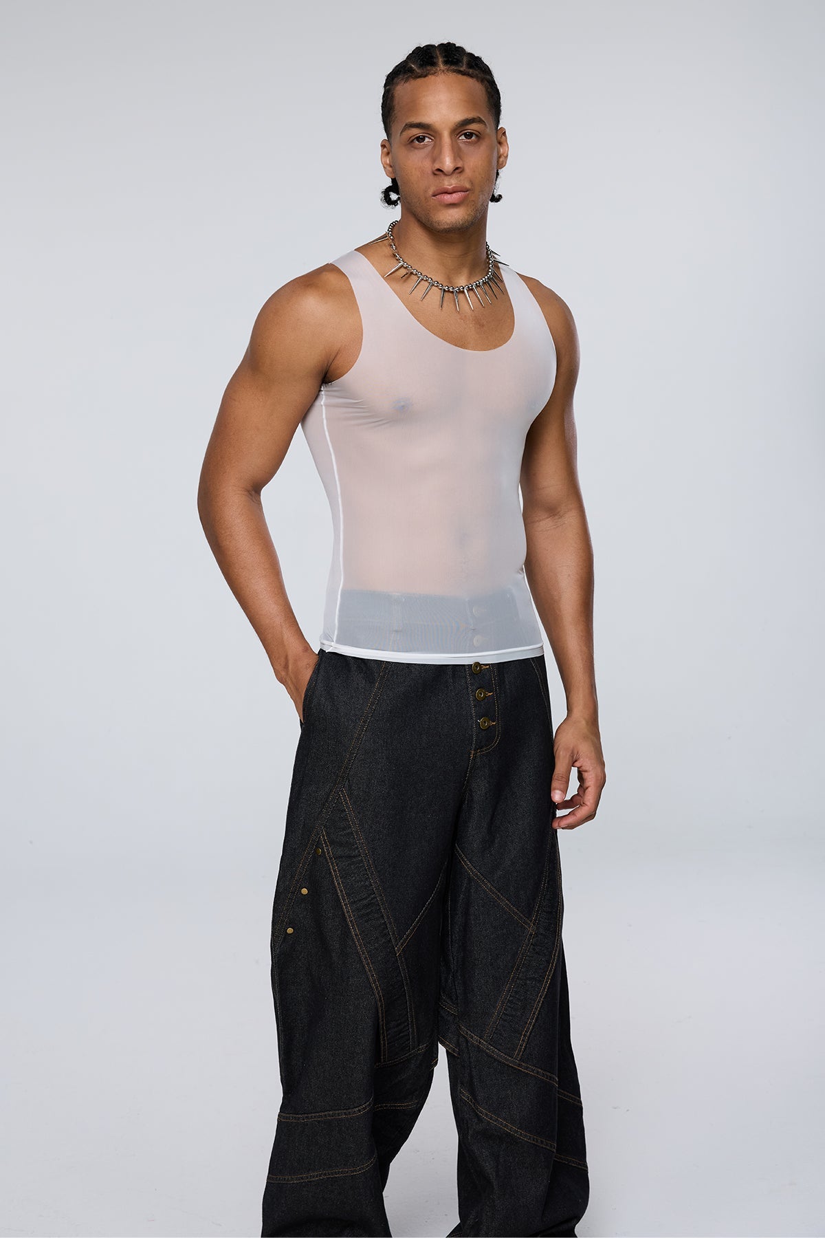 Muted Onyx Tank Top White