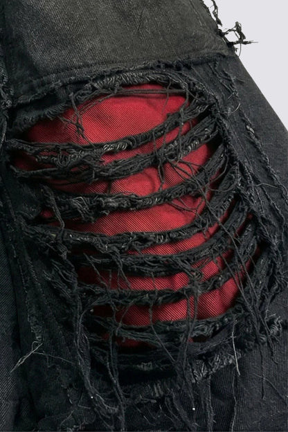 Muted Rinse Ripped Capri Jeans Black