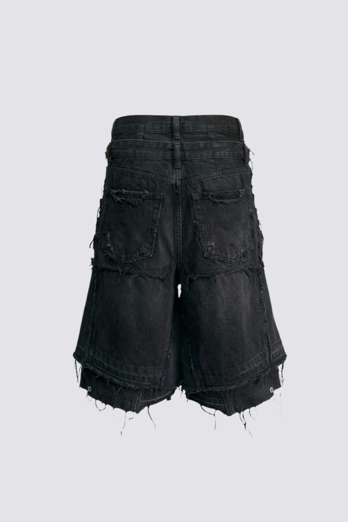 Muted Rinse Ripped Capri Jeans Black
