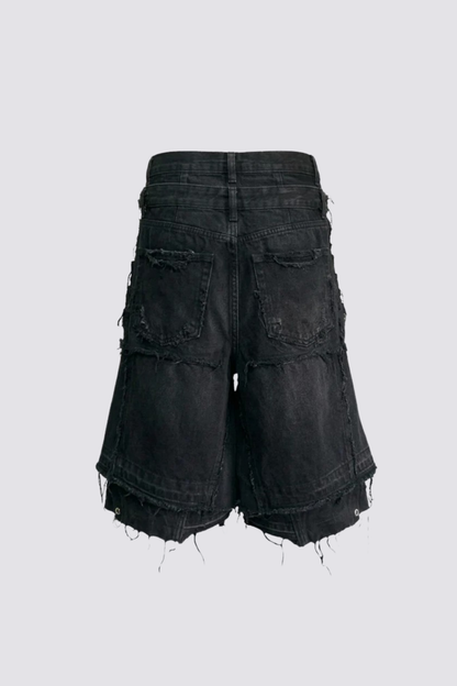 Muted Rinse Ripped Capri Jeans Black