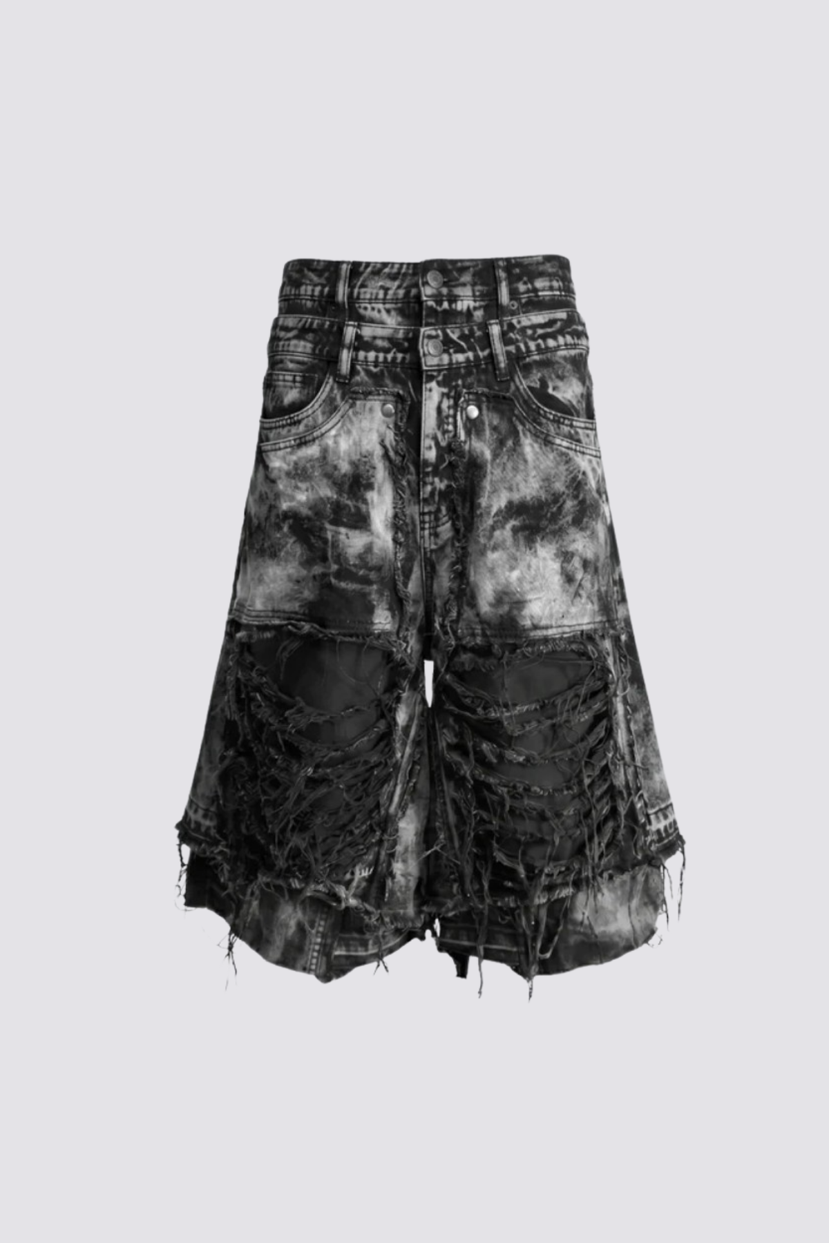 Muted Rinse Ripped Capri Jeans Grey