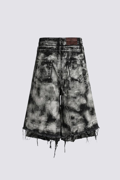 Muted Rinse Ripped Capri Jeans Grey