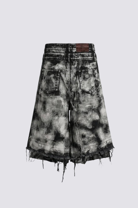 Muted Rinse Ripped Capri Jeans Grey