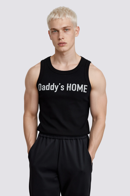 Muted Symbol Print Tank Top Black