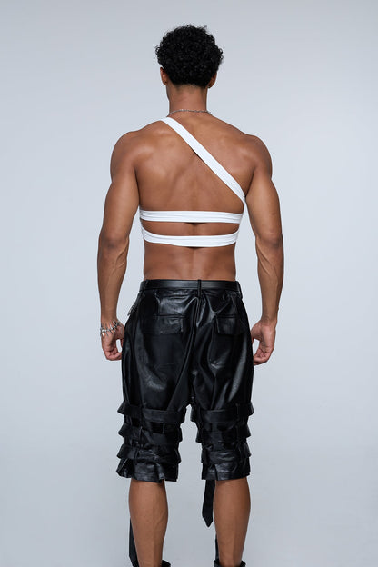 Muted Tier One Shoulder Crop Top